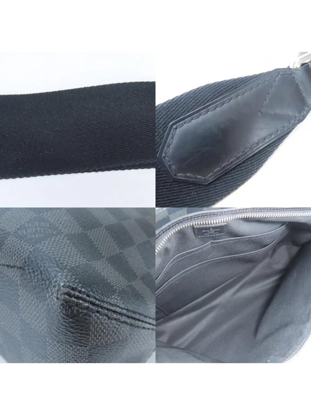 Louis Vuitton Shoulder Bag Hunter Damier Graphite Leather Black Gray Crossbody